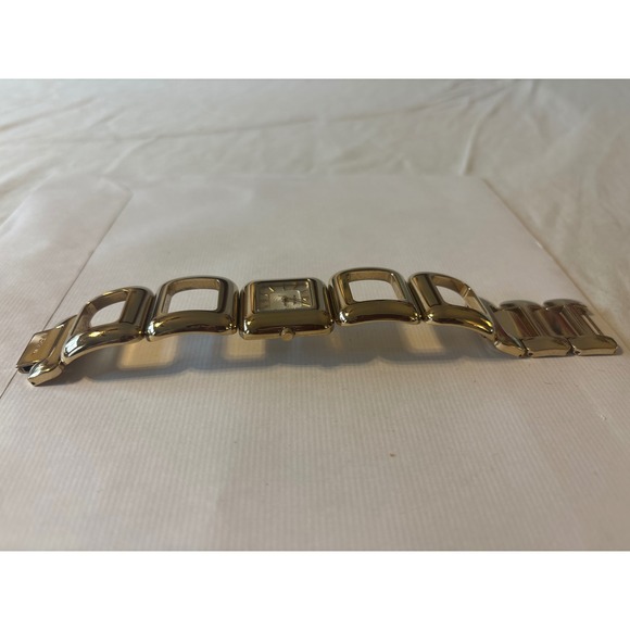 Fossil F2 ES-1706 Watch Womens Gold Stainless Steel Square Face Open Link Good main image 5